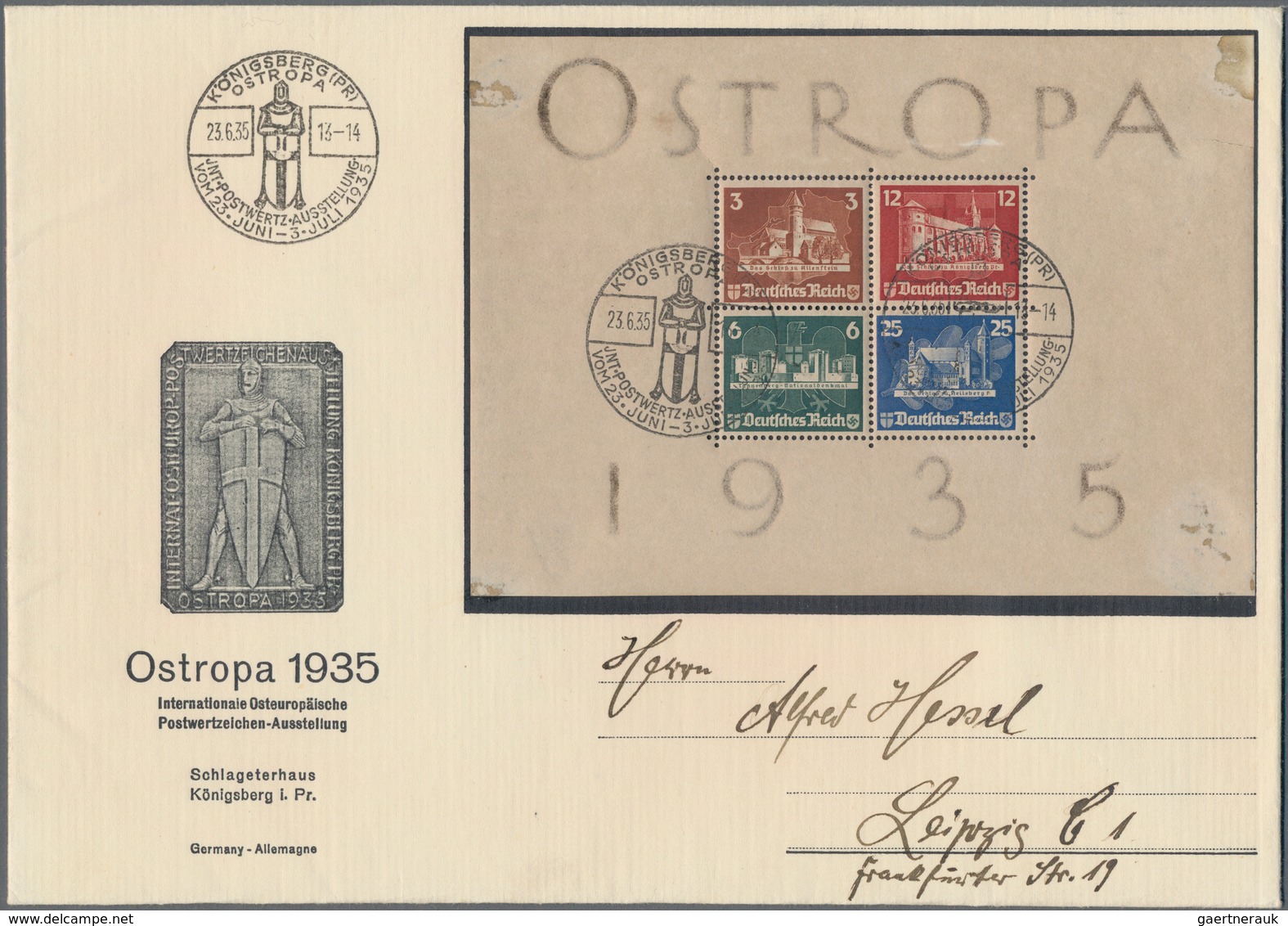 Deutsches Reich - 3. Reich: 1935, "OSTROPA"-Block Mit Zweimal ESST Auf Großformatigem Offiziellen FD - Briefe U. Dokumente