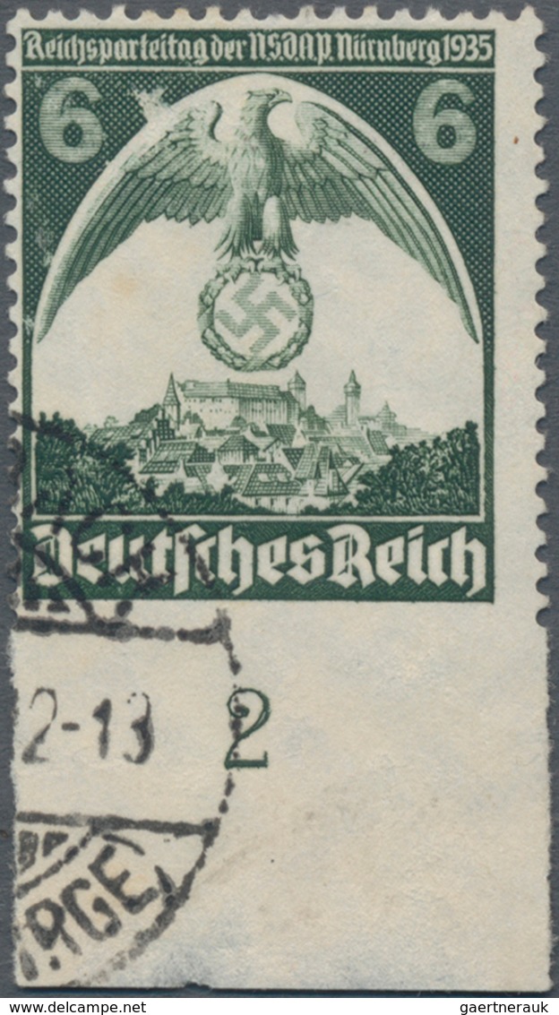 Deutsches Reich - 3. Reich: 1935, Reichsparteitag 6 Pfg. Schwarzgrün, Unten UNGEZÄHNTES Gebrauchtes - Brieven En Documenten