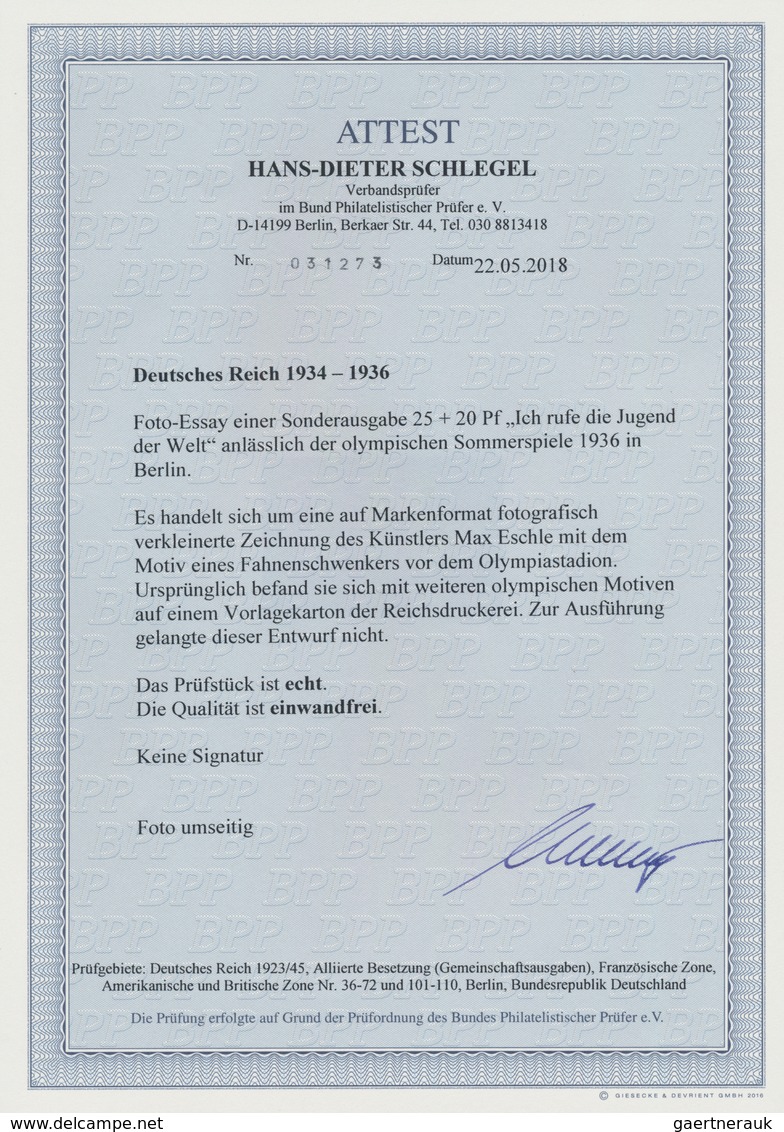 Deutsches Reich - 3. Reich: 1936: "BERLIN OLYMPISCHE SPIELE / ICH RUFE DIE JUGEND DER WELT" 4 Versch - Briefe U. Dokumente