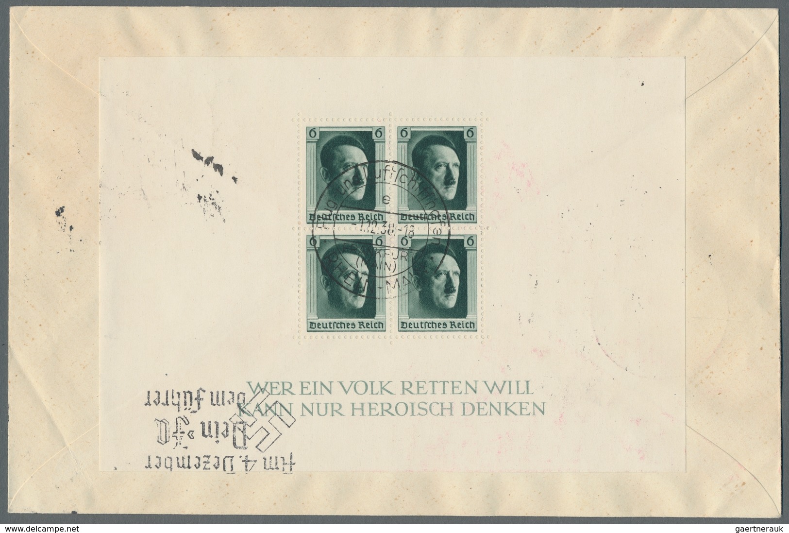 Deutsches Reich - 3. Reich: 1938, "Braunes Band Mit Senkr. Und Parteitag Mit Waag. Gummiriffelung", - Briefe U. Dokumente