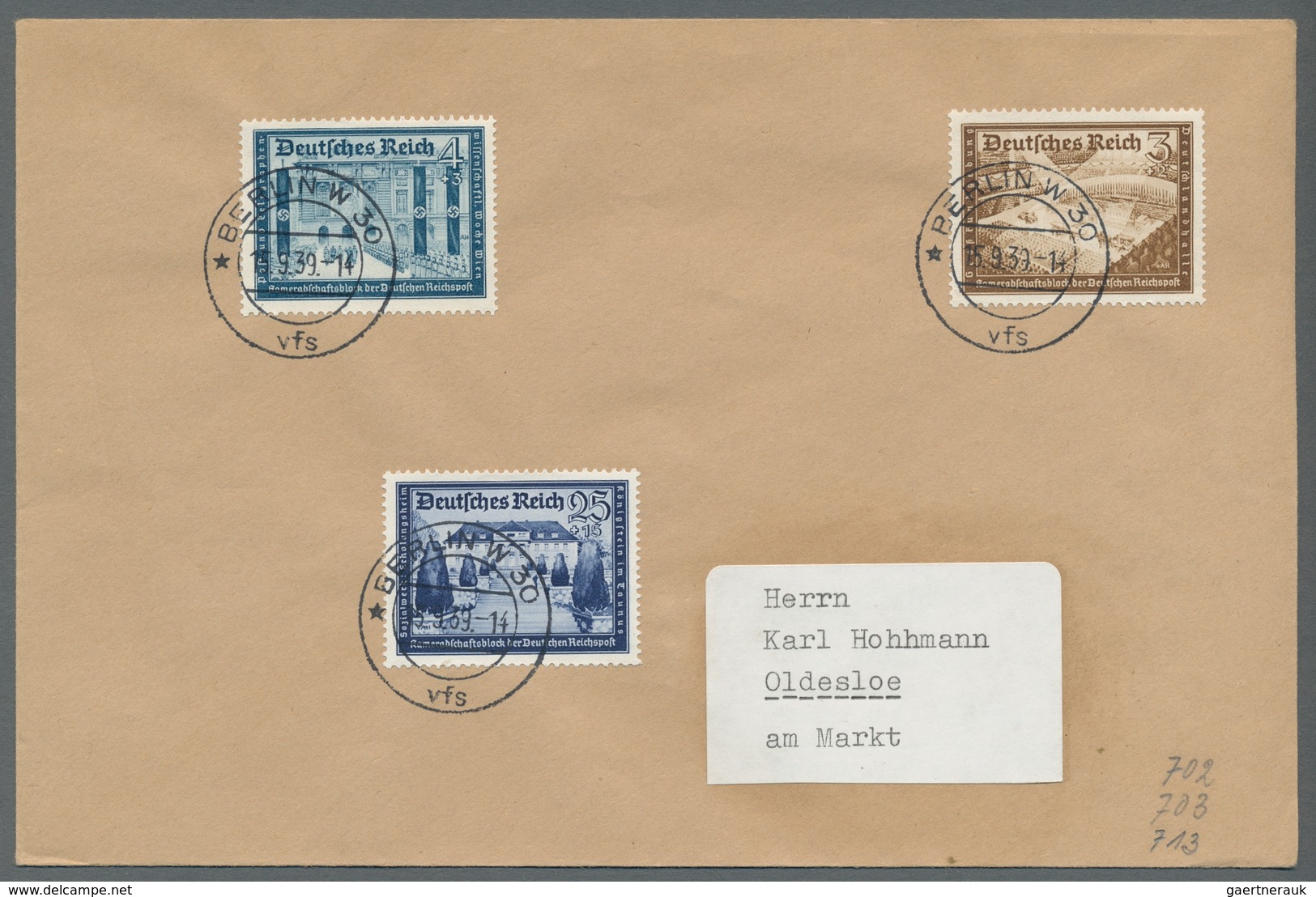 Deutsches Reich - 3. Reich: 1939, Postkameradschaft I", Sauber Mit BERLIN W 30 Vfs 15.9.39 Auf Vier - Covers & Documents