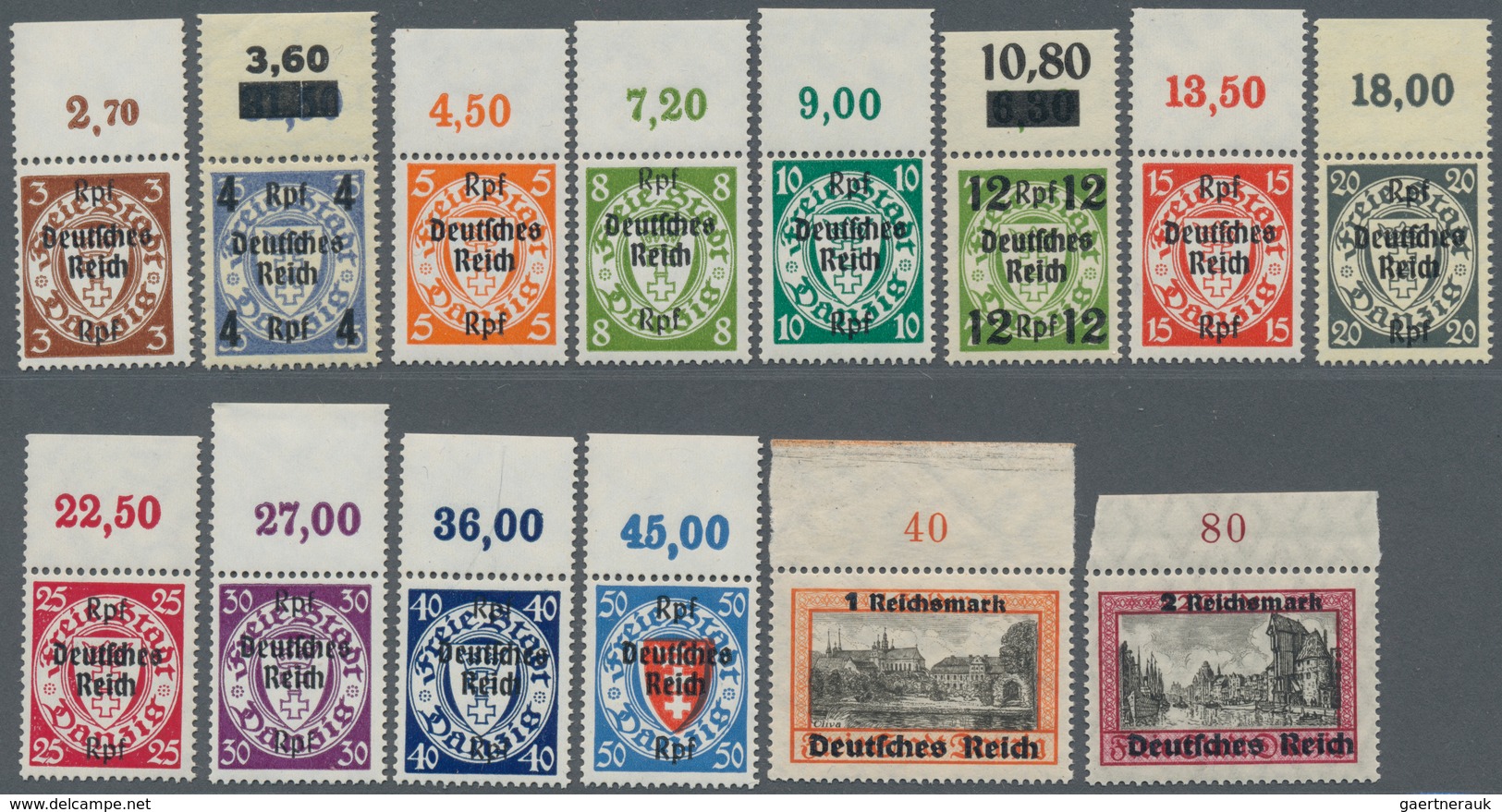 Deutsches Reich - 3. Reich: 1939, Danzig-Abschied, Komplette Serie Vom Oberrand, Postfrisch. - Covers & Documents