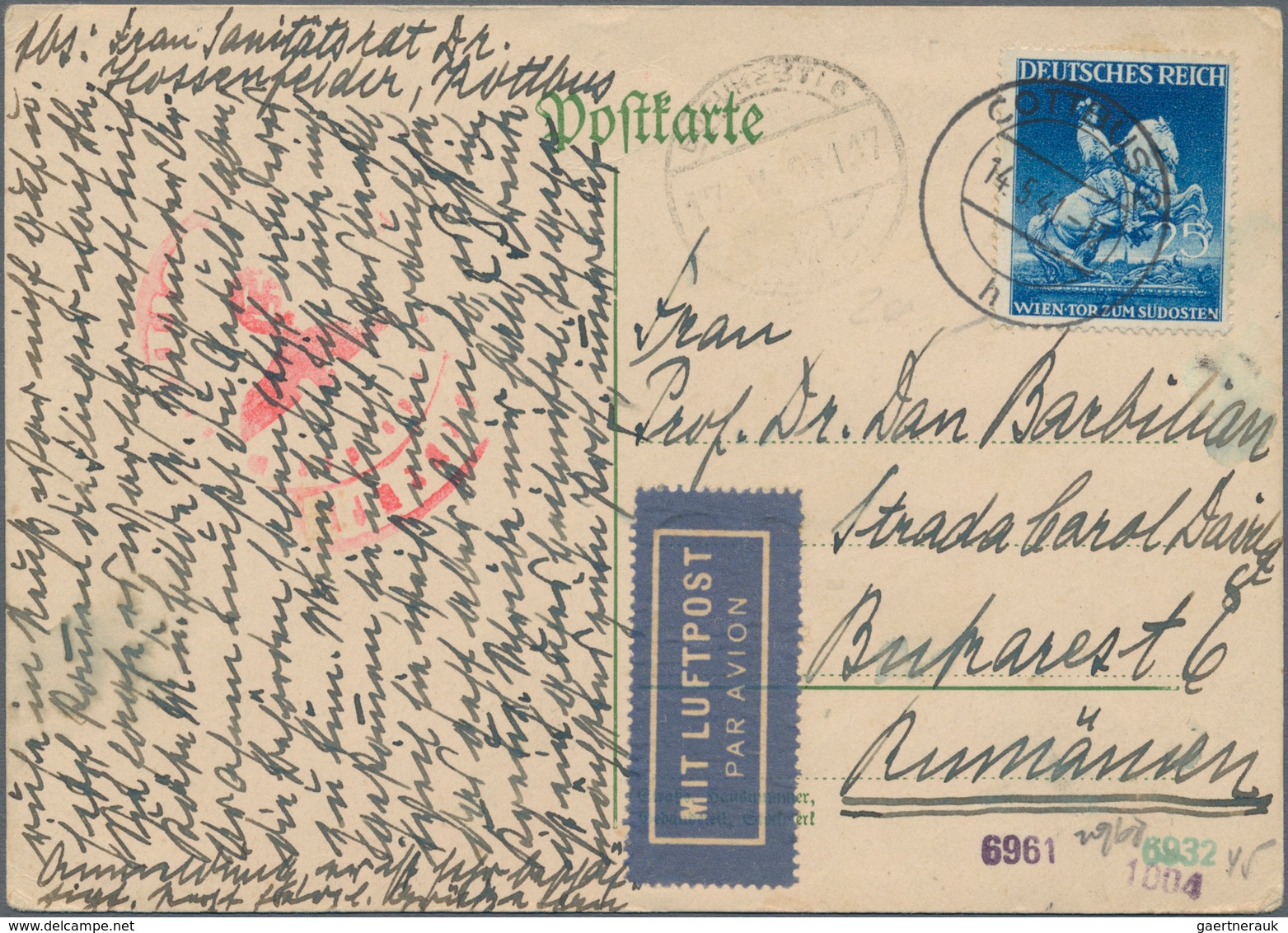 Deutsches Reich - 3. Reich: 1941, 25 Pf Dkl'blau 'Wiener Messe', Portogerechte Einzelfrankatur Auf L - Covers & Documents