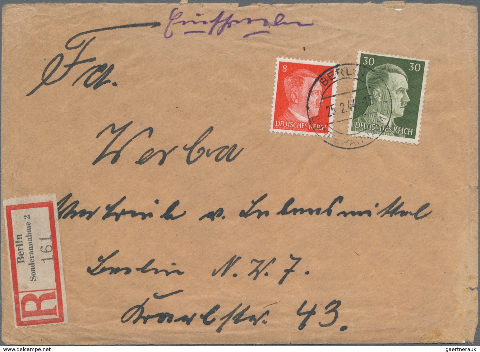 Deutsches Reich - 3. Reich: 1944, FAHRBARE ERSATZPOSTÄMTER: 8 Pf Und 30 Pf Hitler, Entwertet Mit Tag - Covers & Documents