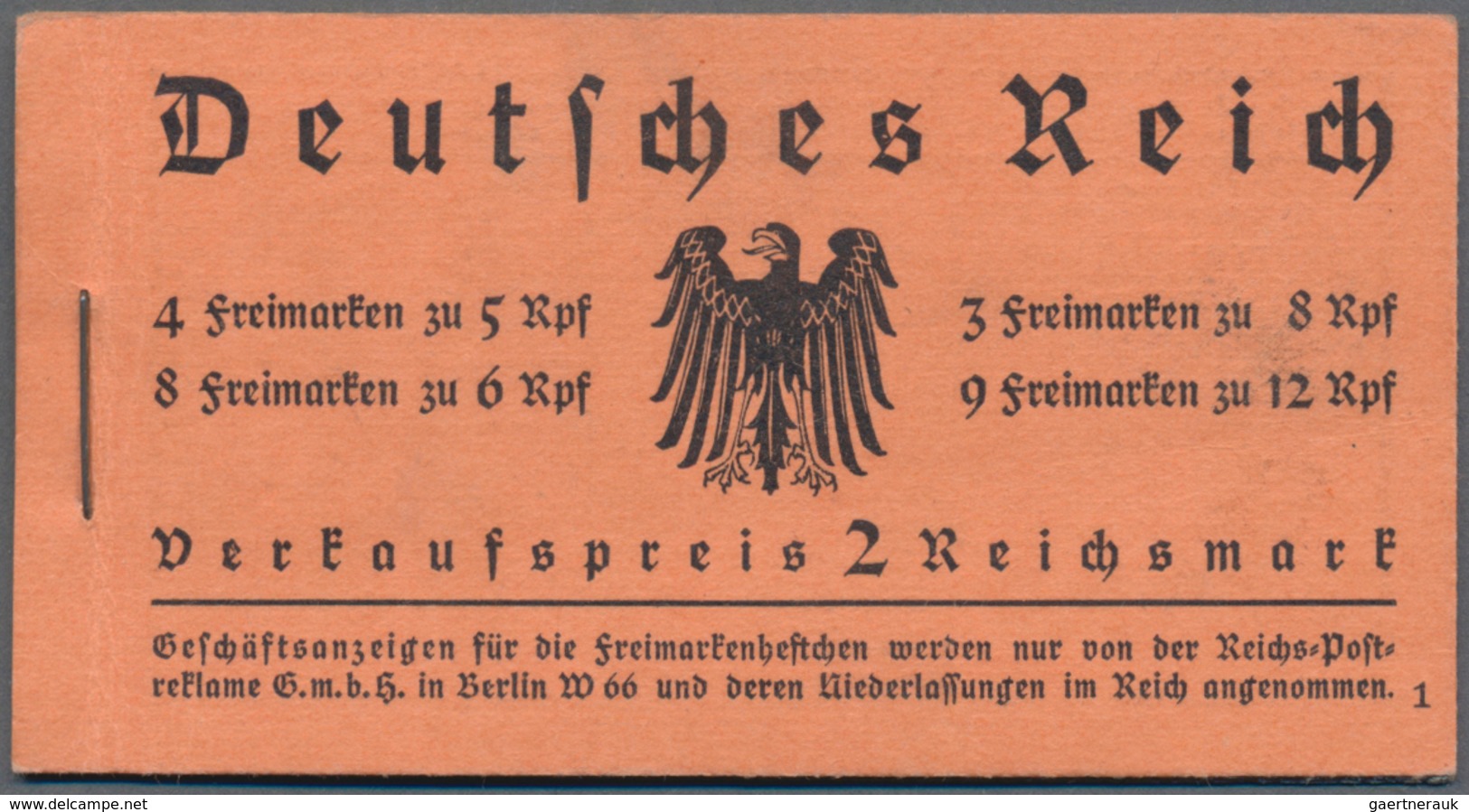 Deutsches Reich - Markenheftchen: 1933, Hindenburg MH Zu 2 Reichsmark Mit Postfrischen H-Blättern 76 - Markenheftchen