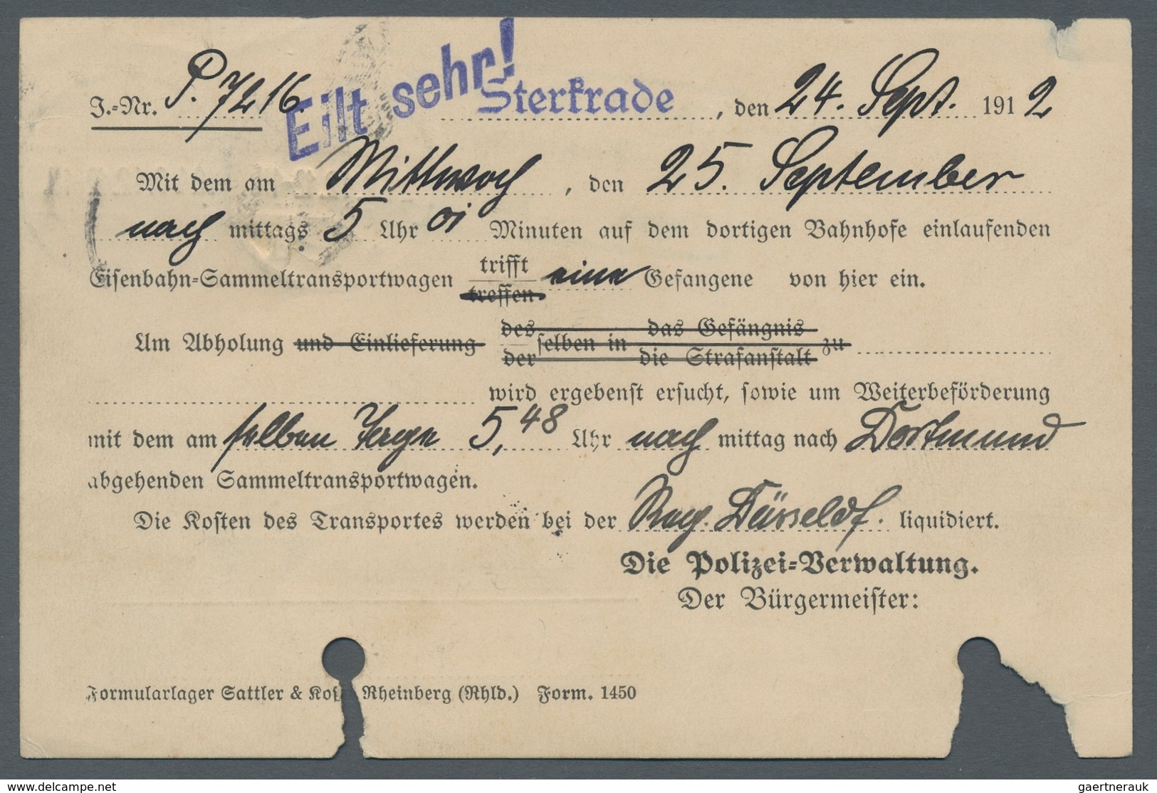 Deutsches Reich - Zusammendrucke: 1911/12, "R4/Lecin + 5 Pfg. Germania", Senkrechter Zusammendruck A - Zusammendrucke