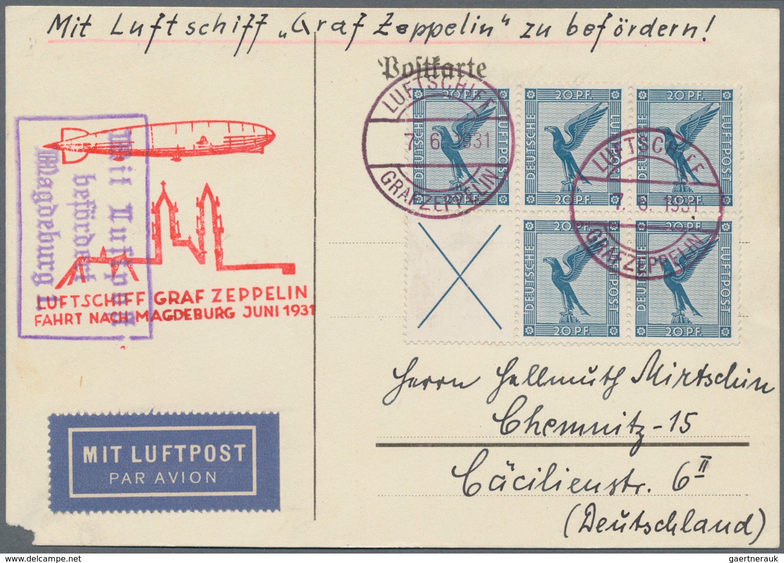 Deutsches Reich - Zusammendrucke: 1931, 5 X 20 Pf Dkl'graublau "Adler" Im 6er-Block Aus Heftchenblat - Zusammendrucke