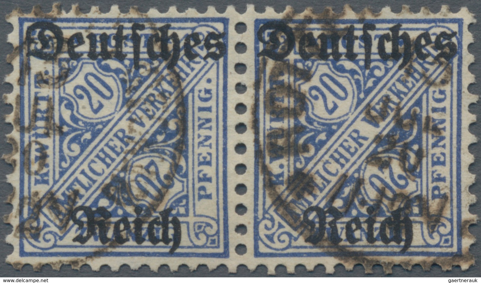 Deutsches Reich - Dienstmarken: 1920, Württemberg 20 Pf. Mit Aufdruck "Deutsches Reich" Mit Wz Y = N - Officials