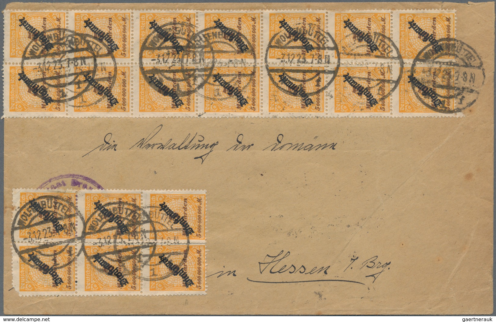 Deutsches Reich - Dienstmarken: 1923, 5 Mrd M 'Schlangenaufdruck', 20 Stück (6er- U. 14er-Block) Als - Dienstmarken