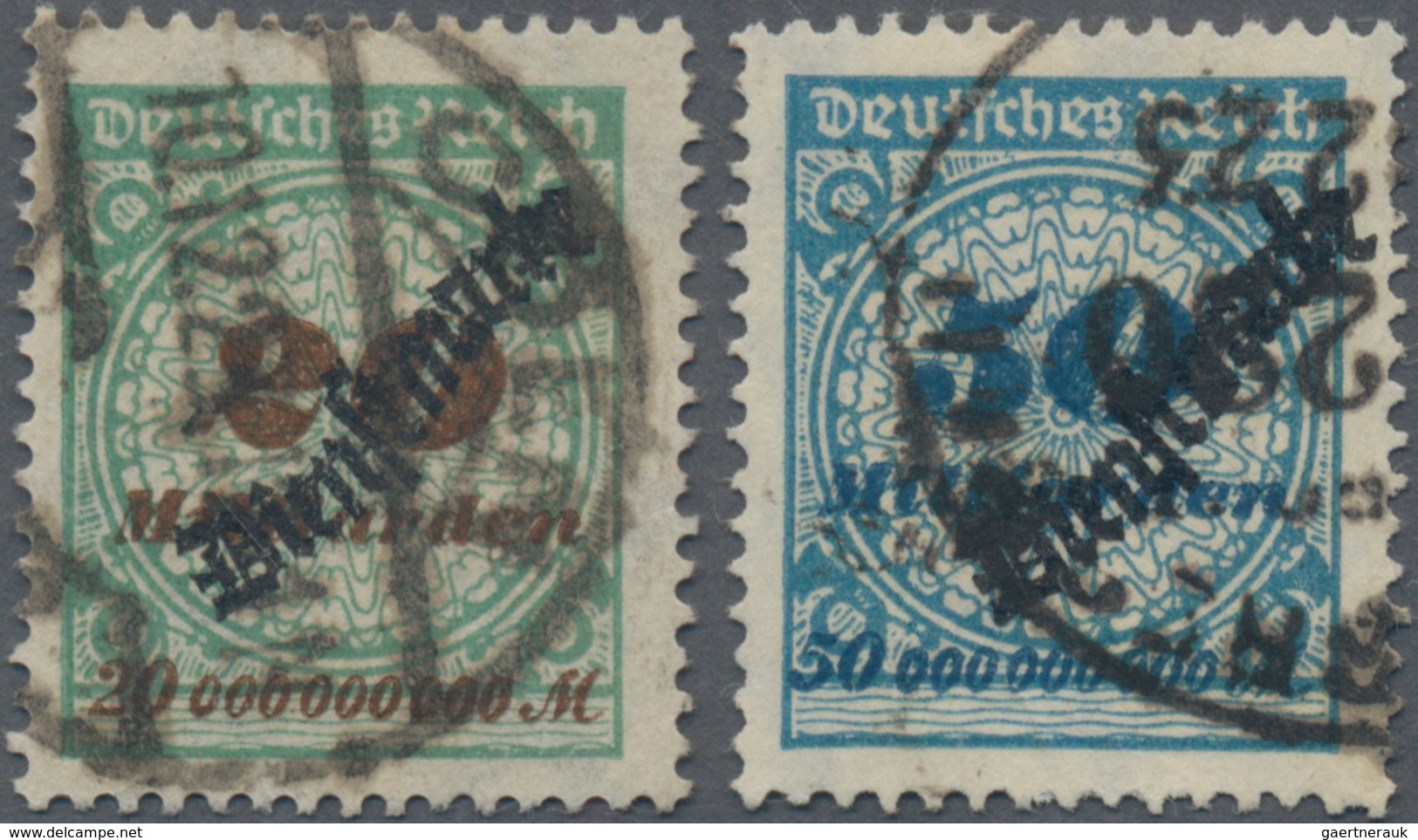 Deutsches Reich - Dienstmarken: 1923, 20 Mrd. Und 50 Mrd. Rosettenmuster Mit Schlangenaufdruck, Foto - Dienstmarken