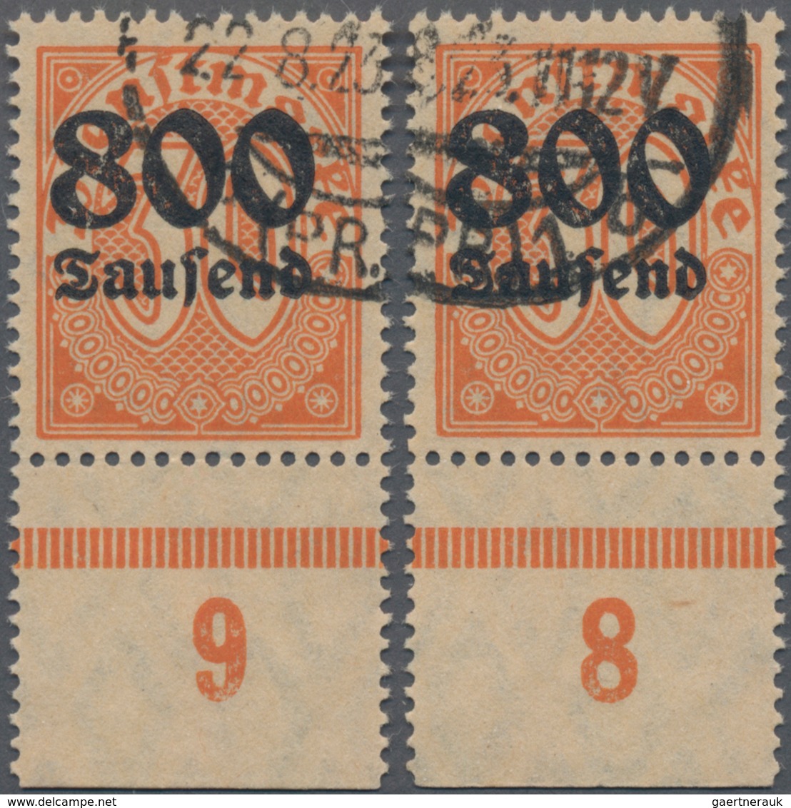 Deutsches Reich - Dienstmarken: 1923, 800 Tsd. Auf 30 Pfg. Mit Wz. Rauten, Zwei Sauber Gestempelte U - Dienstmarken