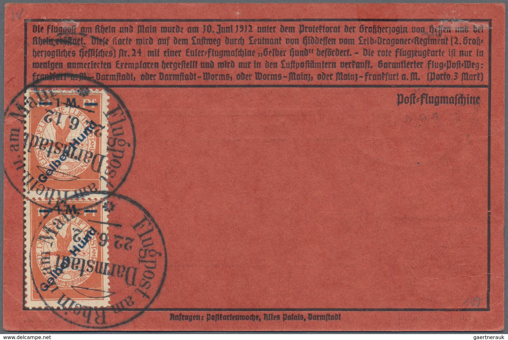 Deutsches Reich - Halbamtliche Flugmarken: 1912, Flugpostmarke 10 Pf. "Gelber Hund", 3 Exemplare Auf - Luchtpost & Zeppelin