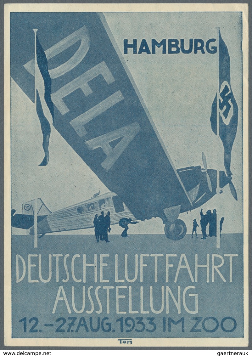 Deutsches Reich - Halbamtliche Flugmarken: 1933, "30 Pfg. Schwarz Auf Hellultramarin Mit PLF I", Sau - Luft- Und Zeppelinpost