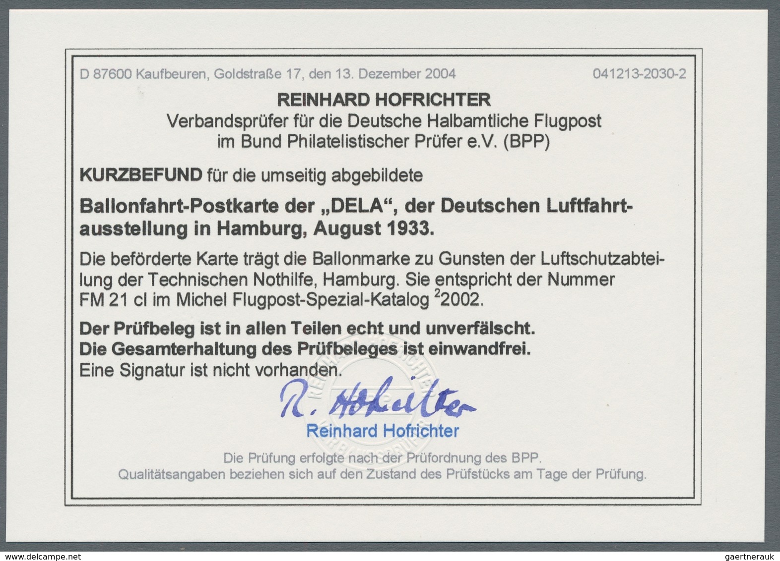 Deutsches Reich - Halbamtliche Flugmarken: 1933, "30 Pfg. Schwarz Auf Hellultramarin Mit PLF I", Sau - Luchtpost & Zeppelin