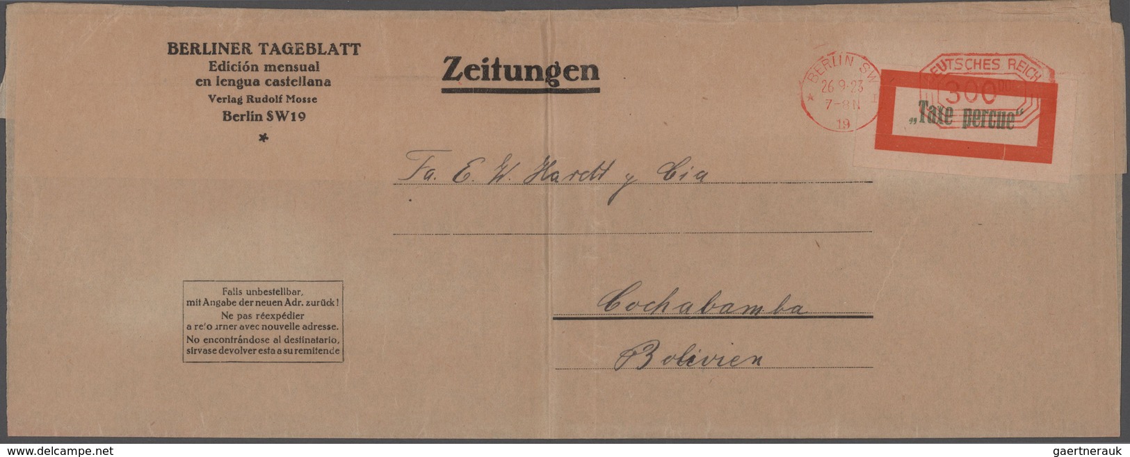 Deutsches Reich - Lokalausgaben 1918/23: BERLIN C 2: 1923, Gebührenzettel Im Großformat Ohne Namensz - Covers & Documents