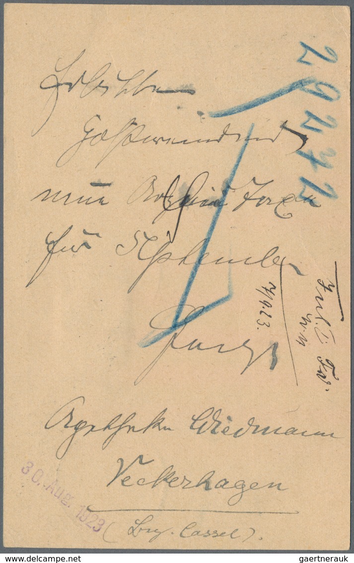 Deutsches Reich - Lokalausgaben 1918/23: KASSEL (OPD): 1923, Gebührenzettel In Type I Mit Nebengeset - Briefe U. Dokumente