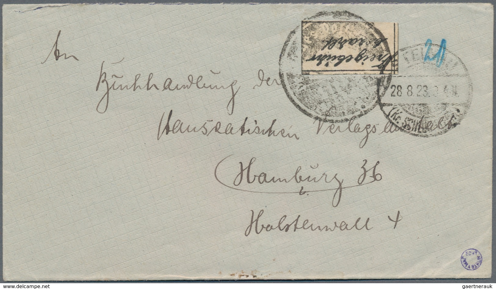 Deutsches Reich - Lokalausgaben 1918/23: KASSEL (OPD): 1923, Gebührenzettel In Type II Mit Nebengese - Covers & Documents