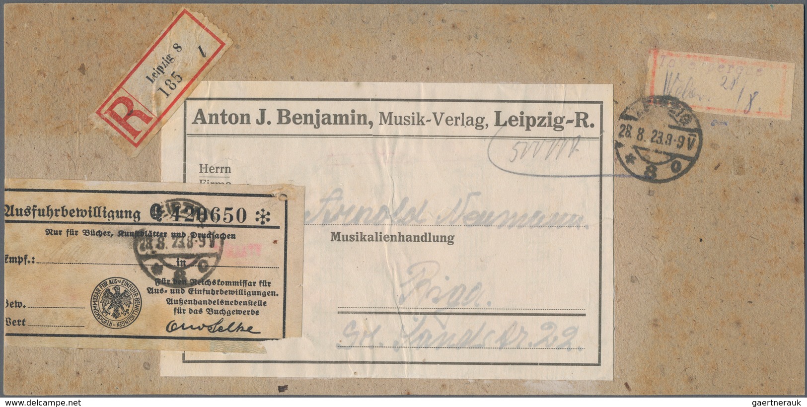 Deutsches Reich - Lokalausgaben 1918/23: LEIPZIG 8: 1923, Gebührenzettel Mit Datum, Namenszeichen Un - Briefe U. Dokumente