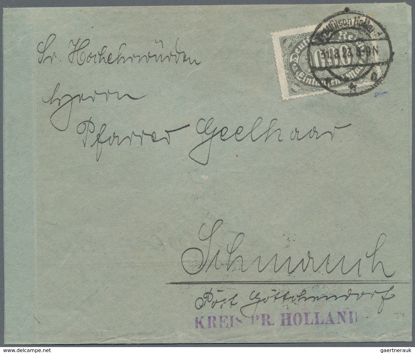 Deutsches Reich - Lokalausgaben 1918/23: PREUßISCH-HOLLAND: 1923, "8000" Hs. Und Gummistempel "Pr.Ho - Covers & Documents