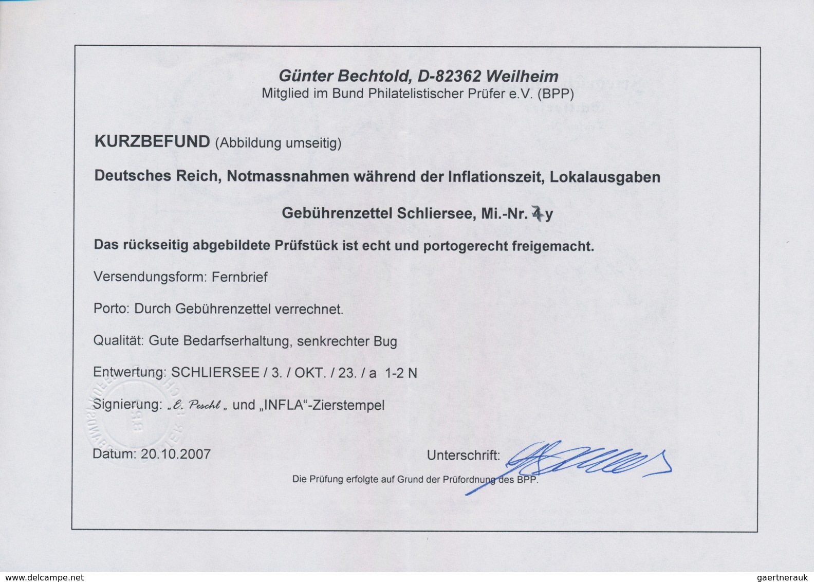 Deutsches Reich - Lokalausgaben 1918/23: SCHLIERSEE: 1923, Gebührenzettel 2000000 Mark Auf Braunem P - Briefe U. Dokumente