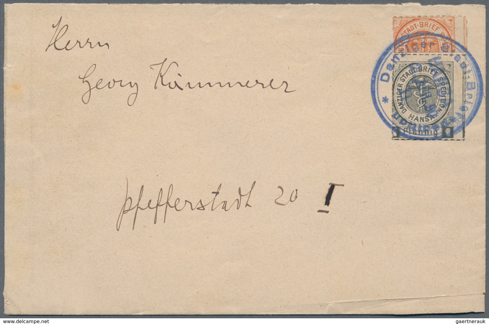 Deutsches Reich - Privatpost (Stadtpost): DANZIG: 1890, 1 Pfg. Grau Und 2 Pfg. Orange Der "Danziger - Private & Local Mails
