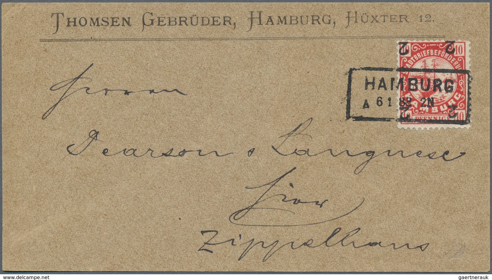 Deutsches Reich - Privatpost (Stadtpost): HAMBURG Stadtbriefbeförderung 1888, KOPFSTEHENDER AUFDRUCK - Private & Local Mails