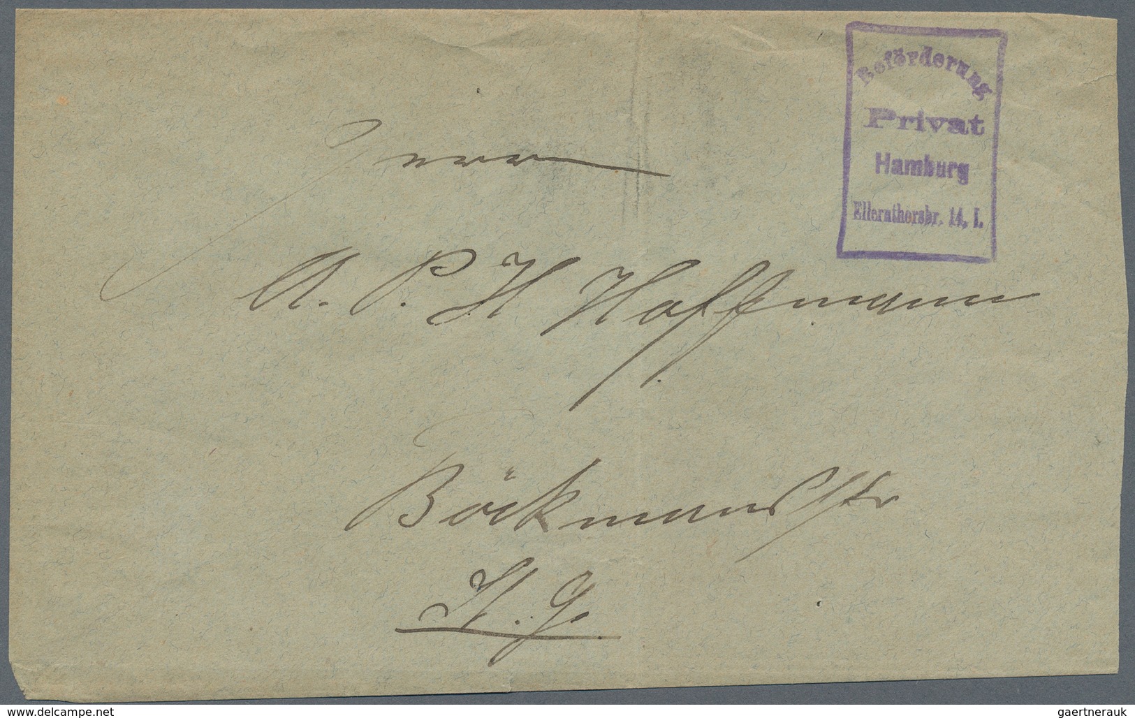 Deutsches Reich - Privatpost (Stadtpost): Hamburg Brief (kleine Mängel) Mit Violettem Stempel Der Pr - Private & Local Mails