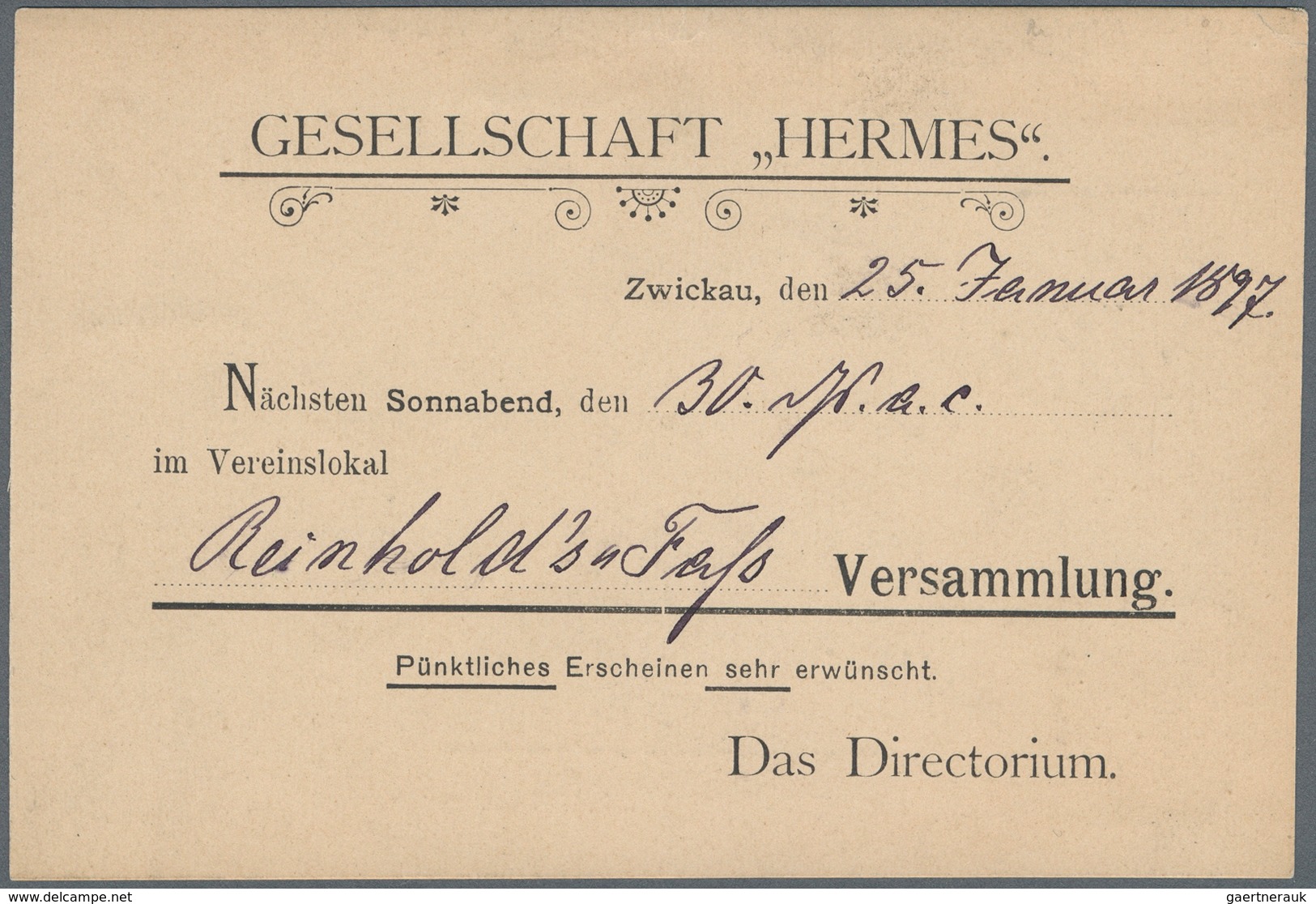 Deutsches Reich - Privatpost (Stadtpost): Zwickau P. Haak 1897 2 Pfennig Lila Auf Drucksache Von Der - Private & Lokale Post