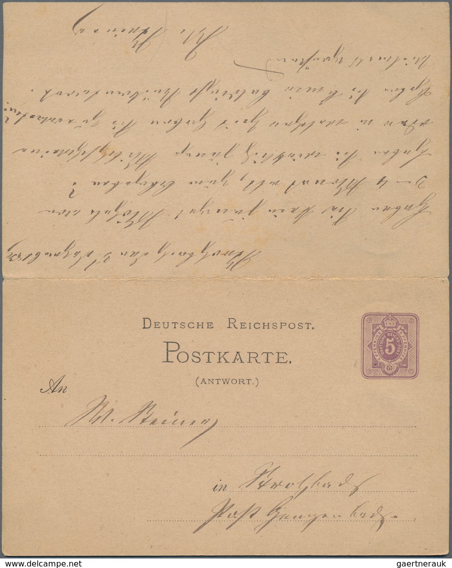 Deutsches Reich - Ganzsachen: 1876/78, Zwei Bedarfs- Und Portogerecht Gebrauchte Ganzsachenpostkarte - Sonstige & Ohne Zuordnung