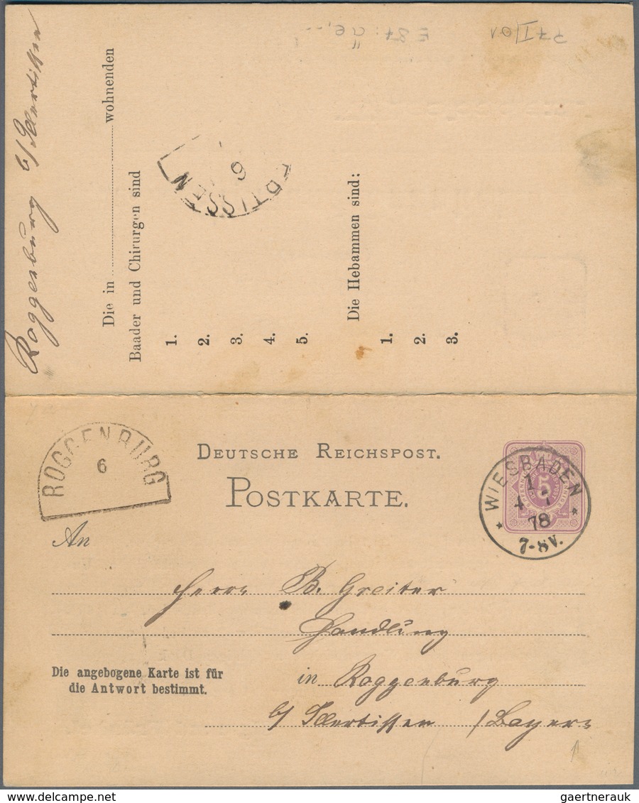 Deutsches Reich - Ganzsachen: 1876/78, Zwei Bedarfs- Und Portogerecht Gebrauchte Ganzsachenpostkarte - Other & Unclassified