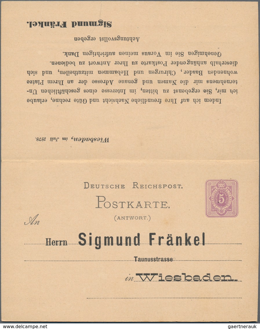 Deutsches Reich - Ganzsachen: 1876/78, Zwei Bedarfs- Und Portogerecht Gebrauchte Ganzsachenpostkarte - Sonstige & Ohne Zuordnung