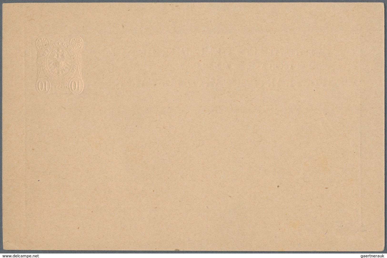 Deutsches Reich - Ganzsachen: 1878. Seltenes Essay Für Postkarte 10 Pfg Adler. Voll Geprägter Wertst - Sonstige & Ohne Zuordnung