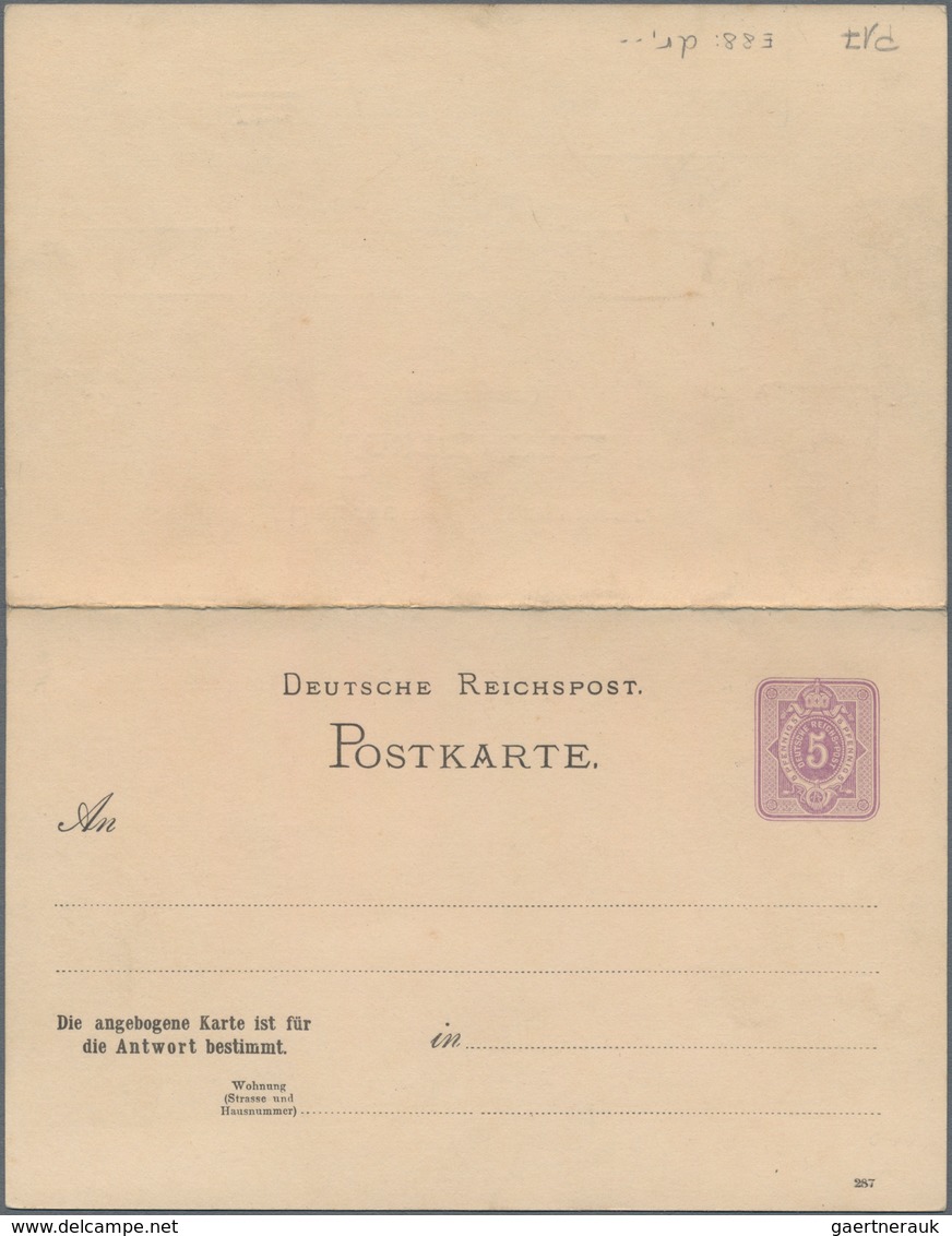 Deutsches Reich - Ganzsachen: 1887, Ungebrauchte Ganzsachenpostkarte Mit Bezahlter Antwort Wst. Ziff - Sonstige & Ohne Zuordnung