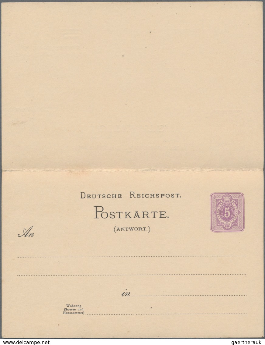 Deutsches Reich - Ganzsachen: 1887, Ungebrauchte Ganzsachenpostkarte Mit Bezahlter Antwort Wst. Ziff - Andere & Zonder Classificatie