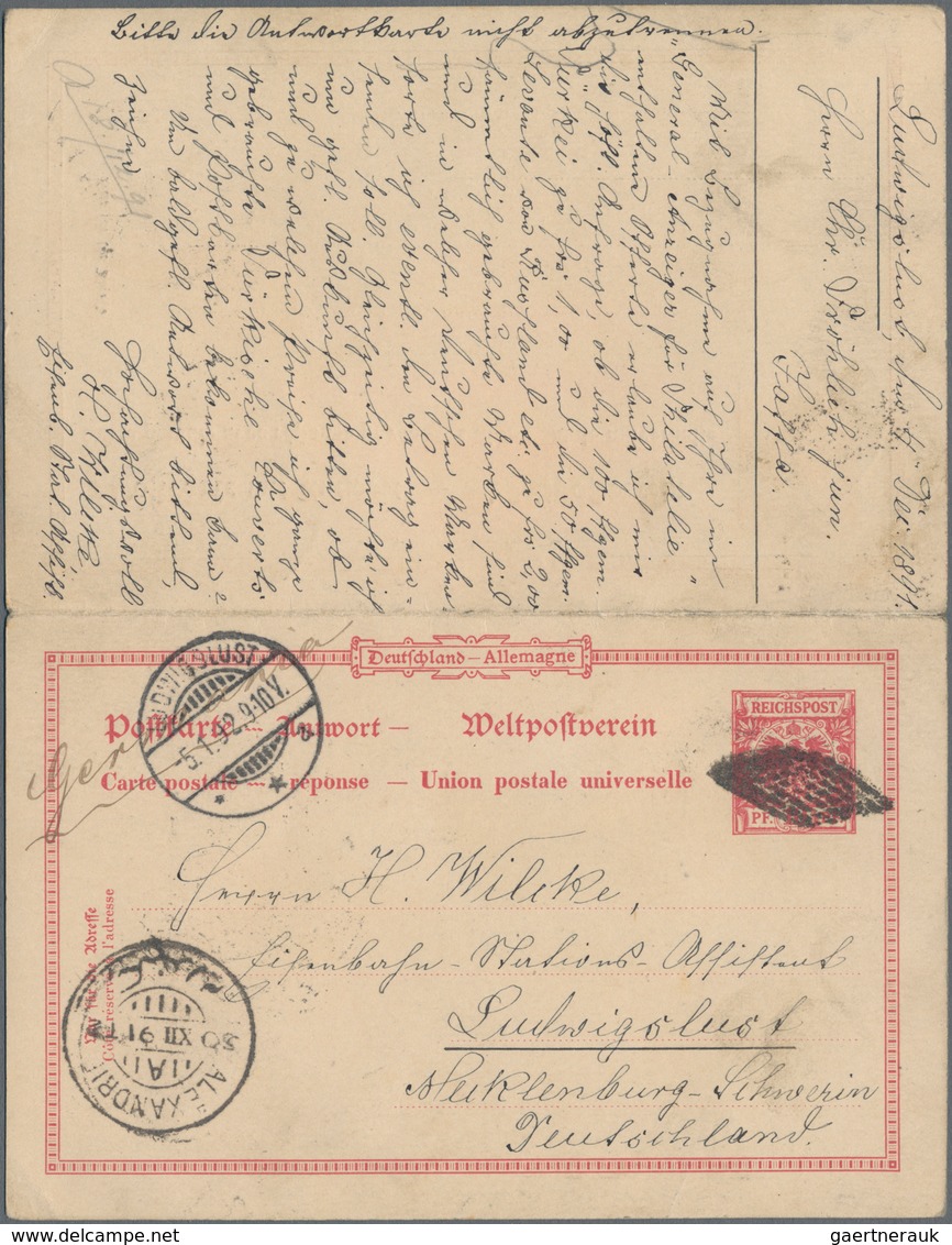 Deutsches Reich - Ganzsachen: 1891, 10/10 Pf K/A Antwortdoppelkarte, Zusammenhängend Hin- Und Zurück - Other & Unclassified
