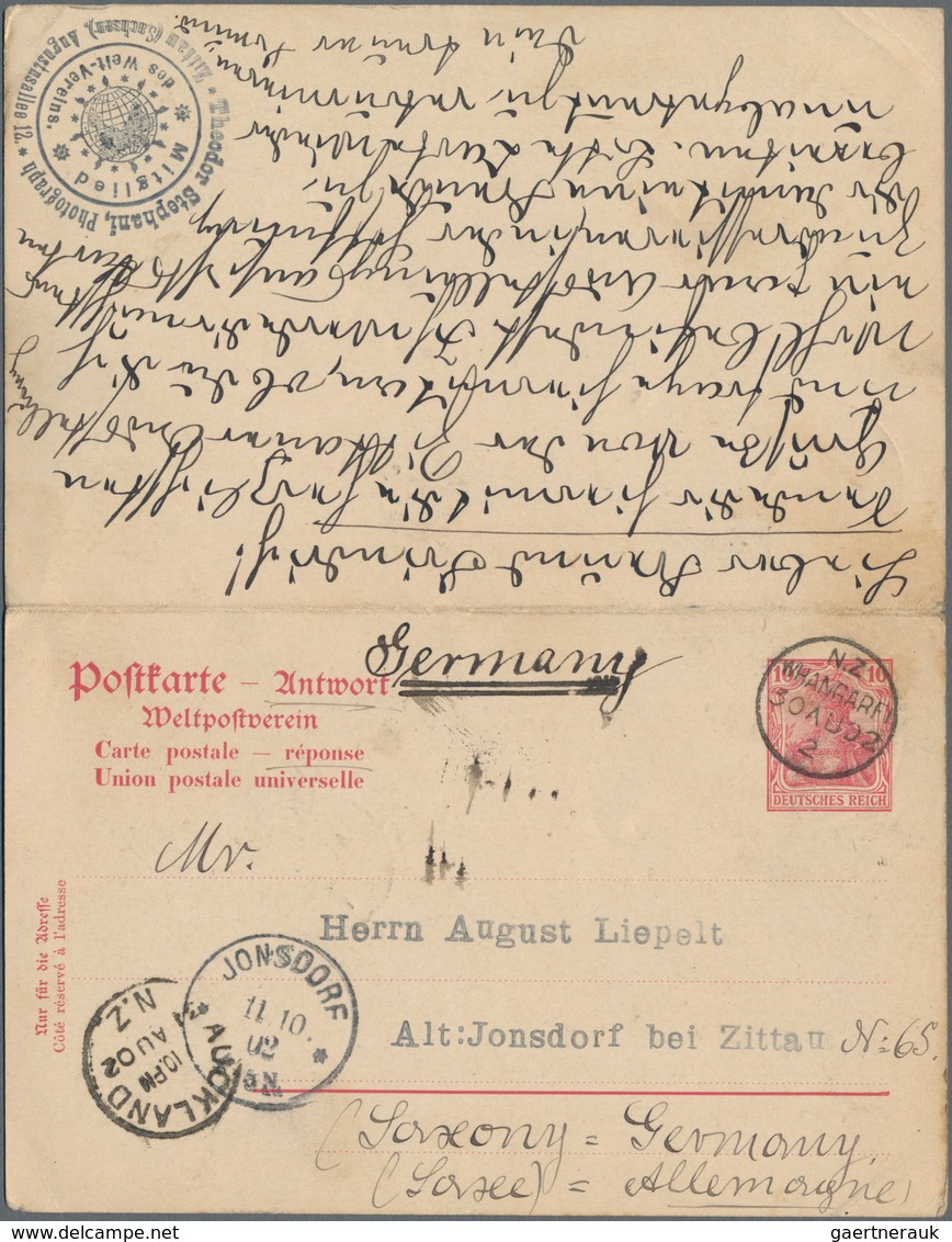 Deutsches Reich - Ganzsachen: 1902, Bedarfs- Und Portogerecht Doppelt Verwendete Ganzsachenkarte Mit - Andere & Zonder Classificatie