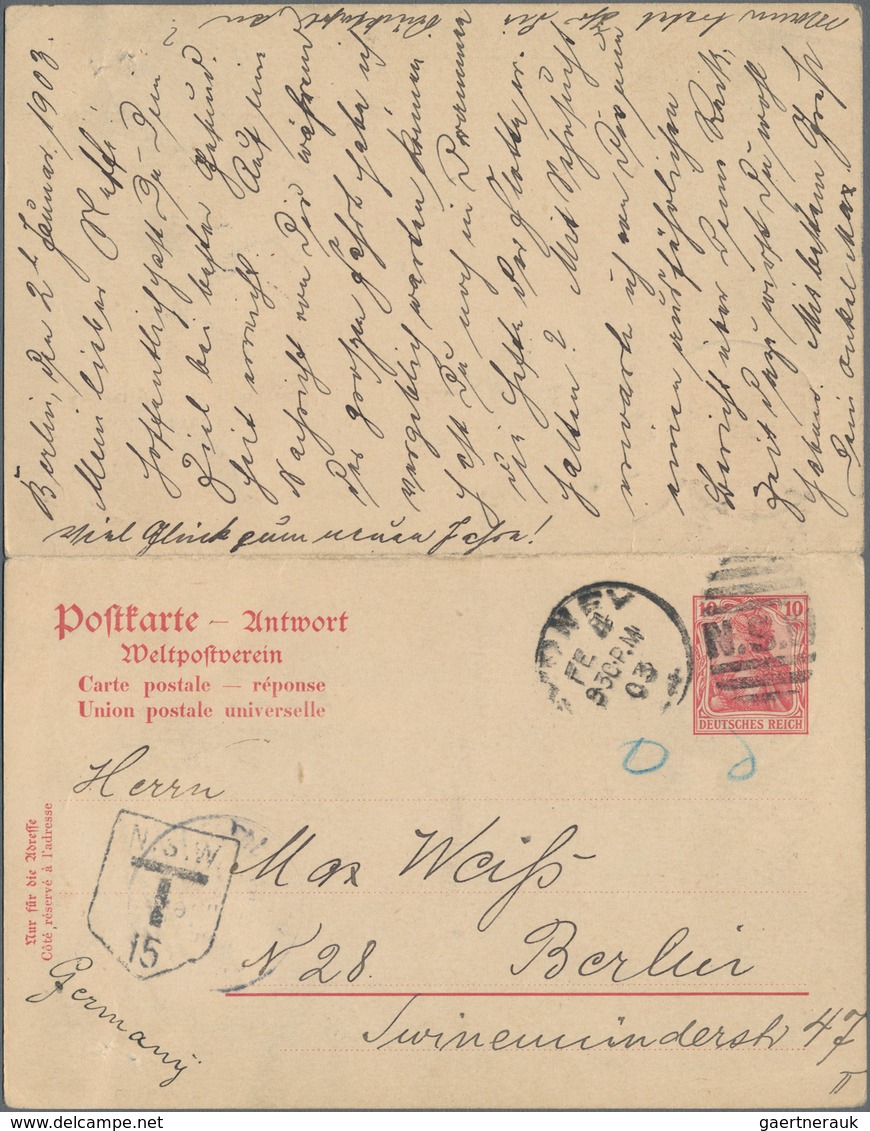 Deutsches Reich - Ganzsachen: 1903, Bedarfs- Und Portogerecht Doppelt Verwendete Ganzsachenkarte Mit - Andere & Zonder Classificatie