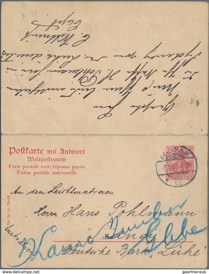 Deutsches Reich - Ganzsachen: 1903, Bedarfs- Und Portogerecht Doppelt Verwendete Ganzsachenkarte Mit - Sonstige & Ohne Zuordnung