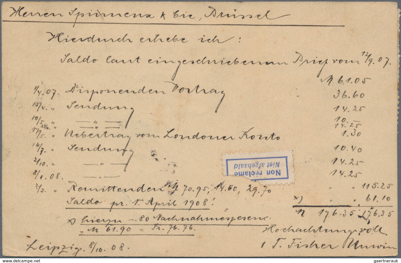 Deutsches Reich - Ganzsachen: 1903, Als Einschreiben Und Per Nachnahme Portogerecht Verwendete Ganzs - Sonstige & Ohne Zuordnung