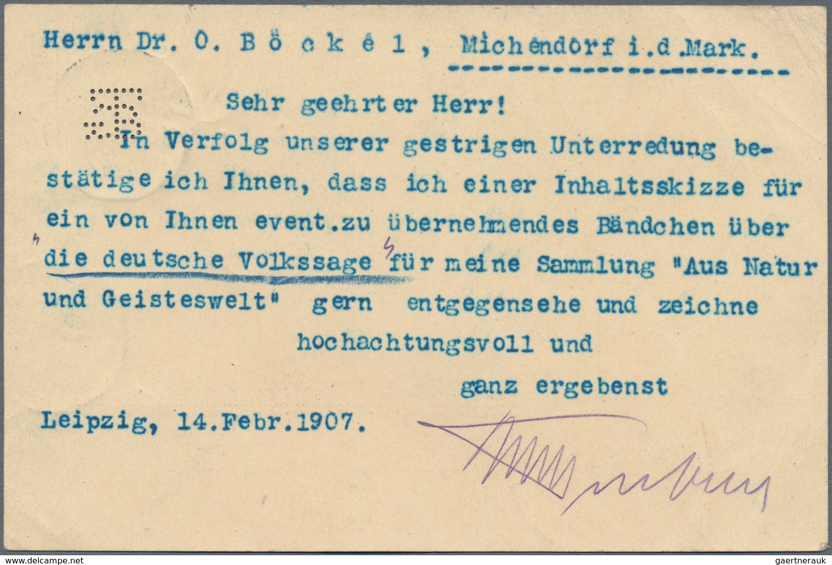 Deutsches Reich - Ganzsachen: 1907, Bedarfs- Und Portogerecht Verwendete Ganzsachenkarte 5 Pfennig G - Sonstige & Ohne Zuordnung