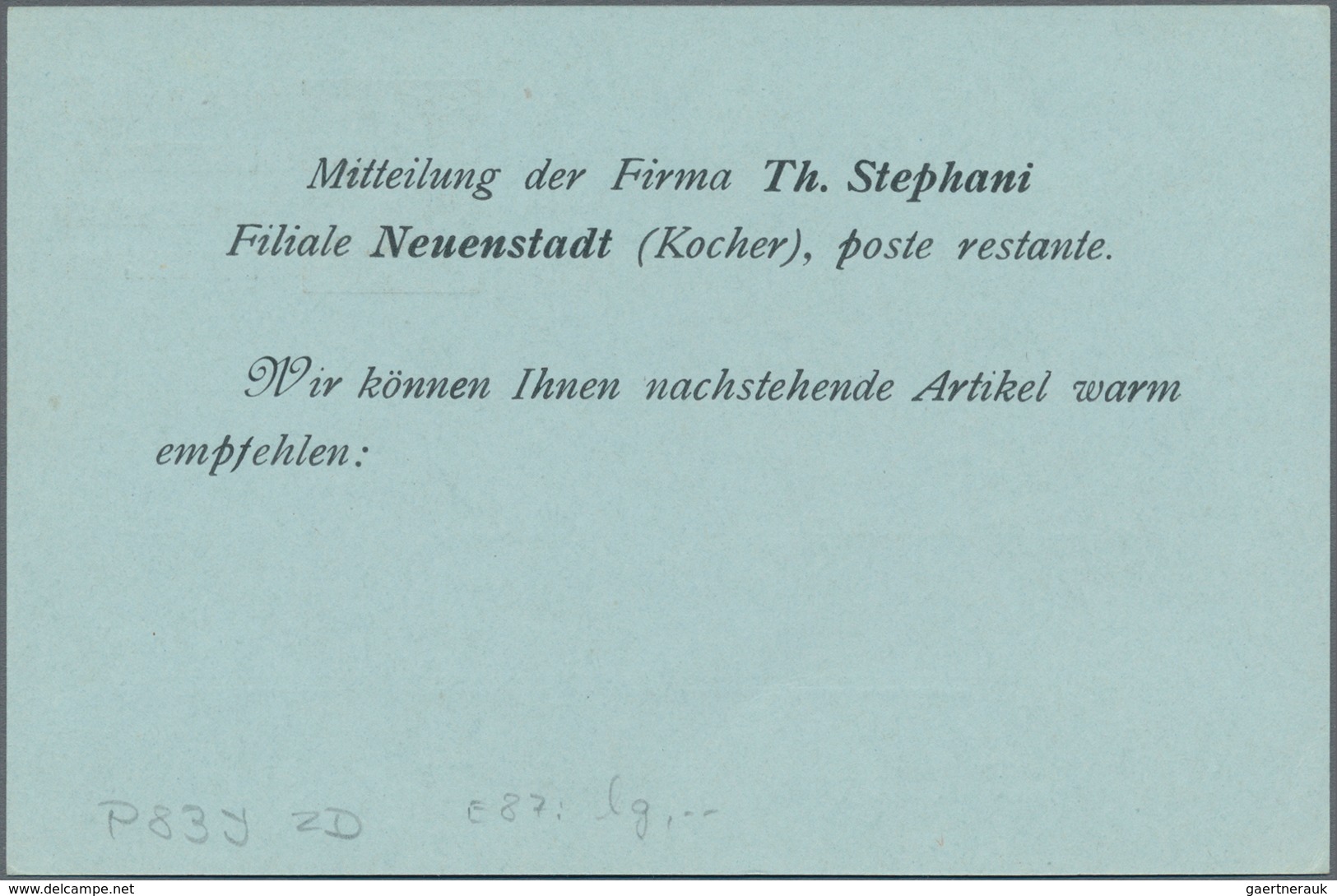 Deutsches Reich - Ganzsachen: 1908, Ungebrauchte Ganzsachenpostkarte Wst. Germania 3 (Pf) Braun Nebe - Other & Unclassified