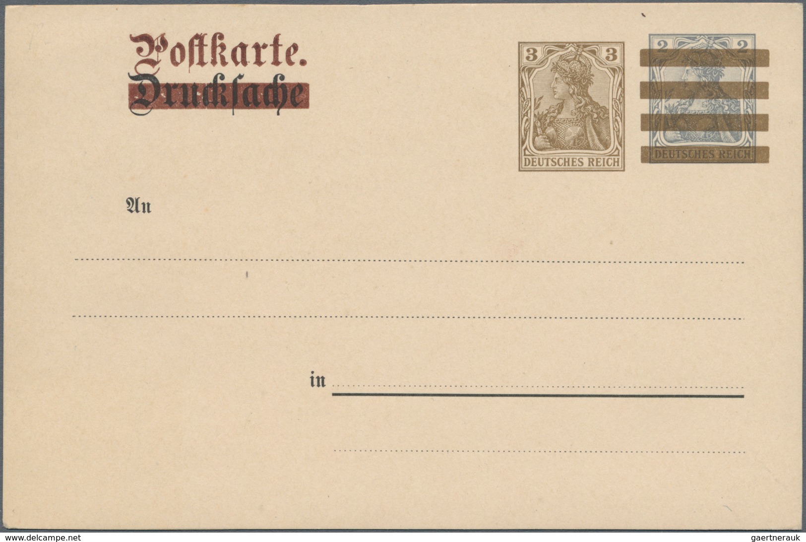 Deutsches Reich - Ganzsachen: 1908 (ca). Set Mit 2 Aufbrauchkarten 3 Pf Neben 2 Pf Germania (frühere - Andere & Zonder Classificatie