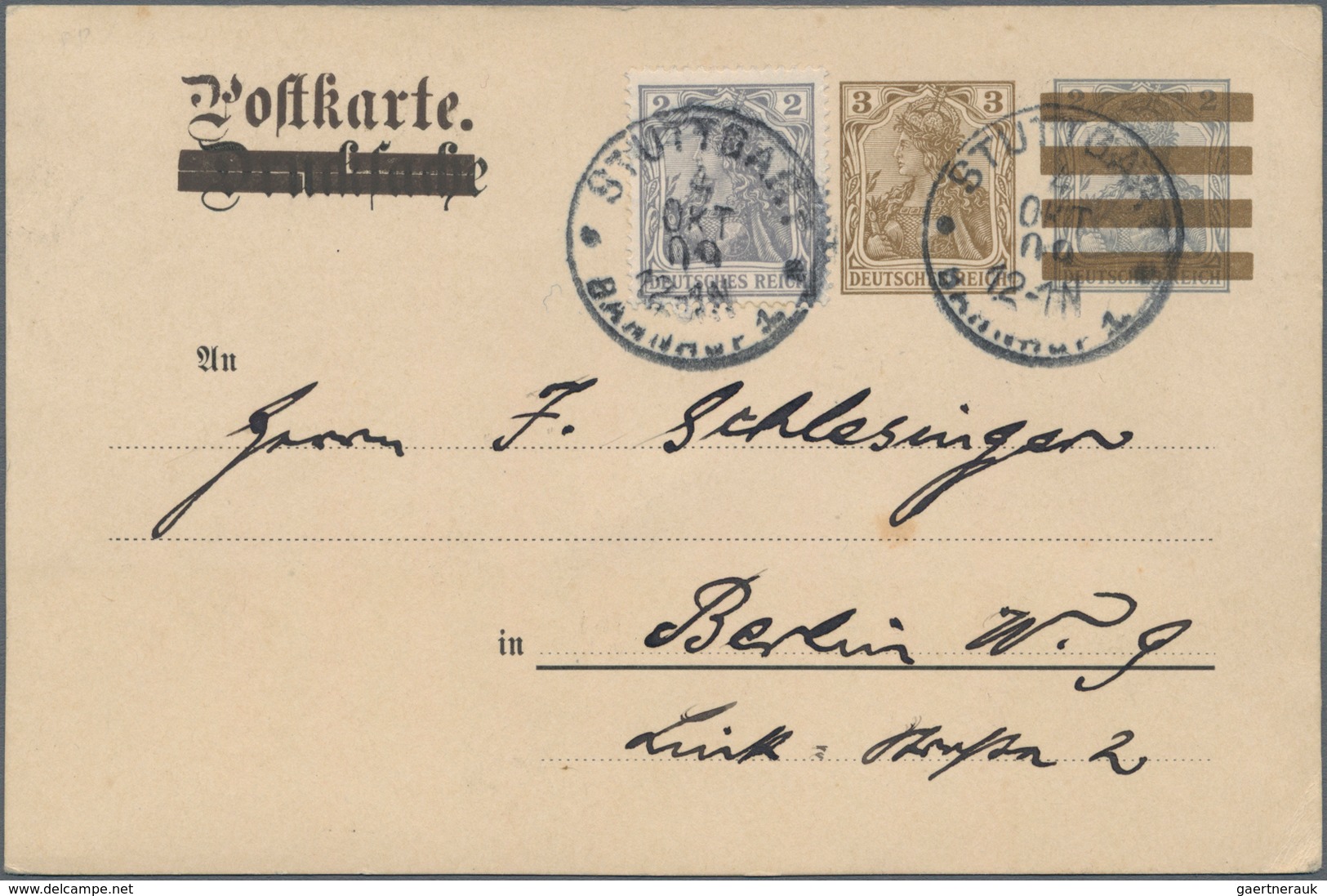 Deutsches Reich - Ganzsachen: 1909/1911. Set Mit 5 Aufbrauchkarten 3 Pf Neben 2 Pf Germania (frühere - Sonstige & Ohne Zuordnung