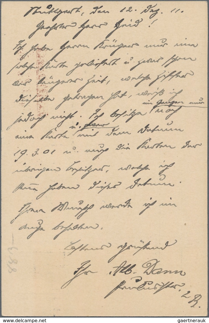 Deutsches Reich - Ganzsachen: 1909/1911. Set mit 5 Aufbrauchkarten 3 Pf neben 2 Pf Germania (frühere