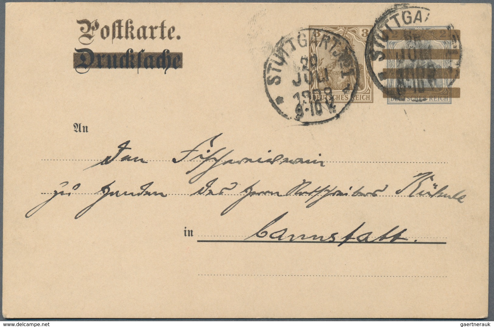 Deutsches Reich - Ganzsachen: 1909, Bedarfs- Und Portogerecht Gebrauchte Ganzsachenpostkarte Wst. Ge - Other & Unclassified