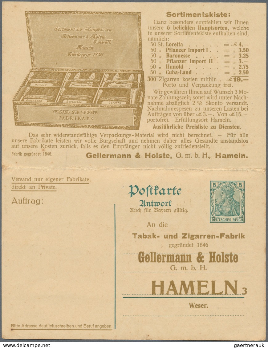 Deutsches Reich - Ganzsachen: 1911 (1.8.), Antwort-Postkarte Germania 5 Pf.+5 Pf. Grün Mit Beidseiti - Otros & Sin Clasificación