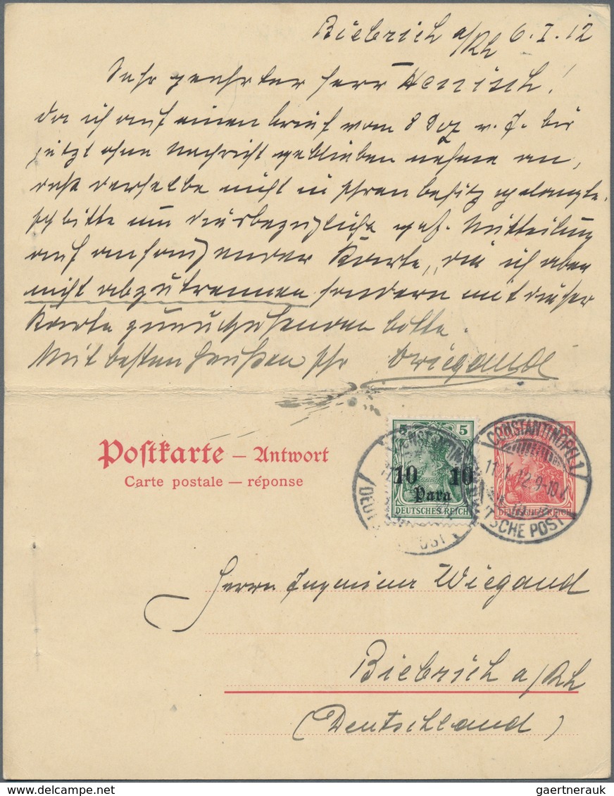 Deutsches Reich - Ganzsachen: 1912, Bedarfs- Und Portogerecht Doppelt Verwendete Und Zusammenhängend - Andere & Zonder Classificatie