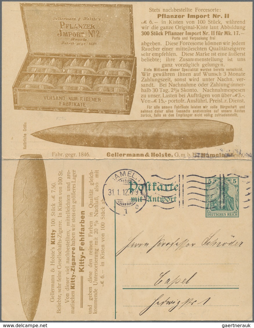 Deutsches Reich - Ganzsachen: 1912 (31.1.), Antwort-Postkarte Germania 5 Pf.+5 Pf. Grün Mit Beidseit - Sonstige & Ohne Zuordnung