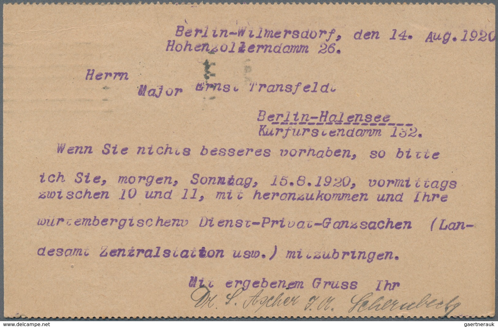 Deutsches Reich - Ganzsachen: 1920. Postkarte 10 Pf Karminrot Germania, Gezähnt Oben Und Unten. Mit - Andere & Zonder Classificatie