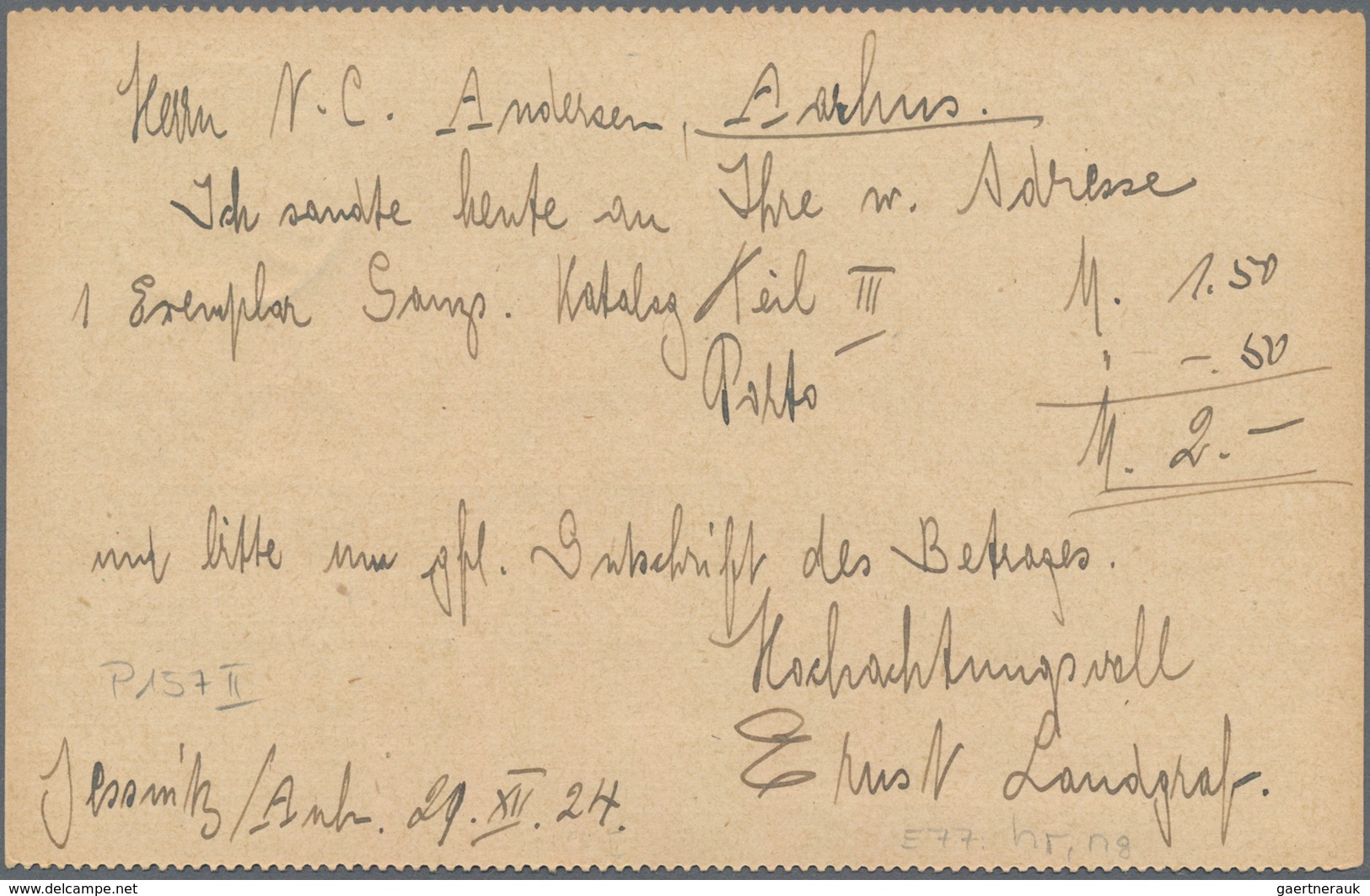 Deutsches Reich - Ganzsachen: 1924, Bedarfs- Und Portogerecht Verwendete Beidseitig Geähnte Ganzsach - Otros & Sin Clasificación